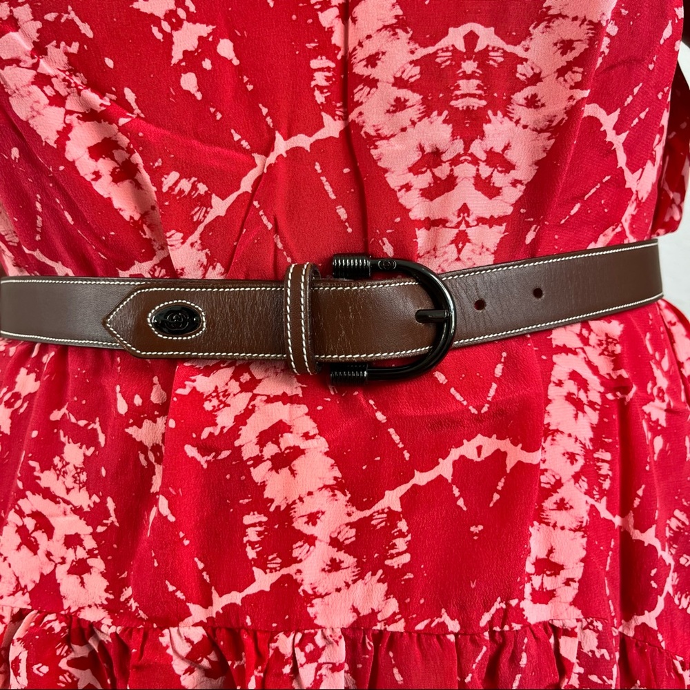 GUCCI VTG Logo Hardware Leather Stiched Belt